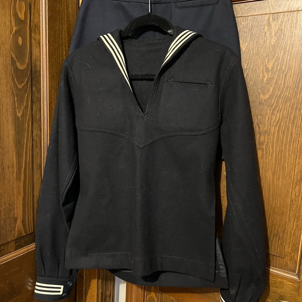 US World War II Era Navy Issue CrackerJack Vintage Sailor Wool Jacket  -$50